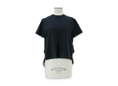 sacai Satin x Cotton Jersey T-Shirt "Navy/Khaki"
