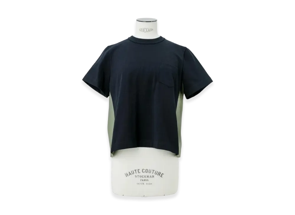 sacai Nylon Twill x Cotton Jersey T-Shirt "Navy/Khaki"