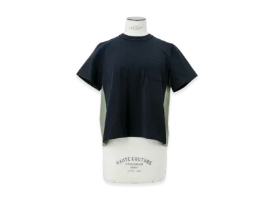 sacai Nylon Twill x Cotton Jersey T-Shirt "Navy/Khaki"