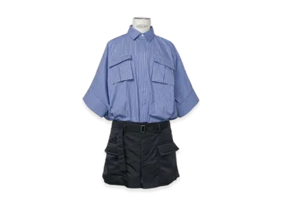 sacai Cotton Poplin x Nylon Twill Dress "Blue Stripe/Navy"