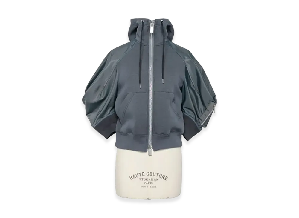 sacai Sponge Sweat x Nylon Twill Hoodie "Blue Gray"