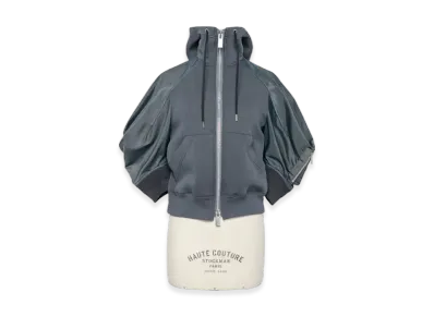 sacai Sponge Sweat x Nylon Twill Hoodie "Blue Gray"