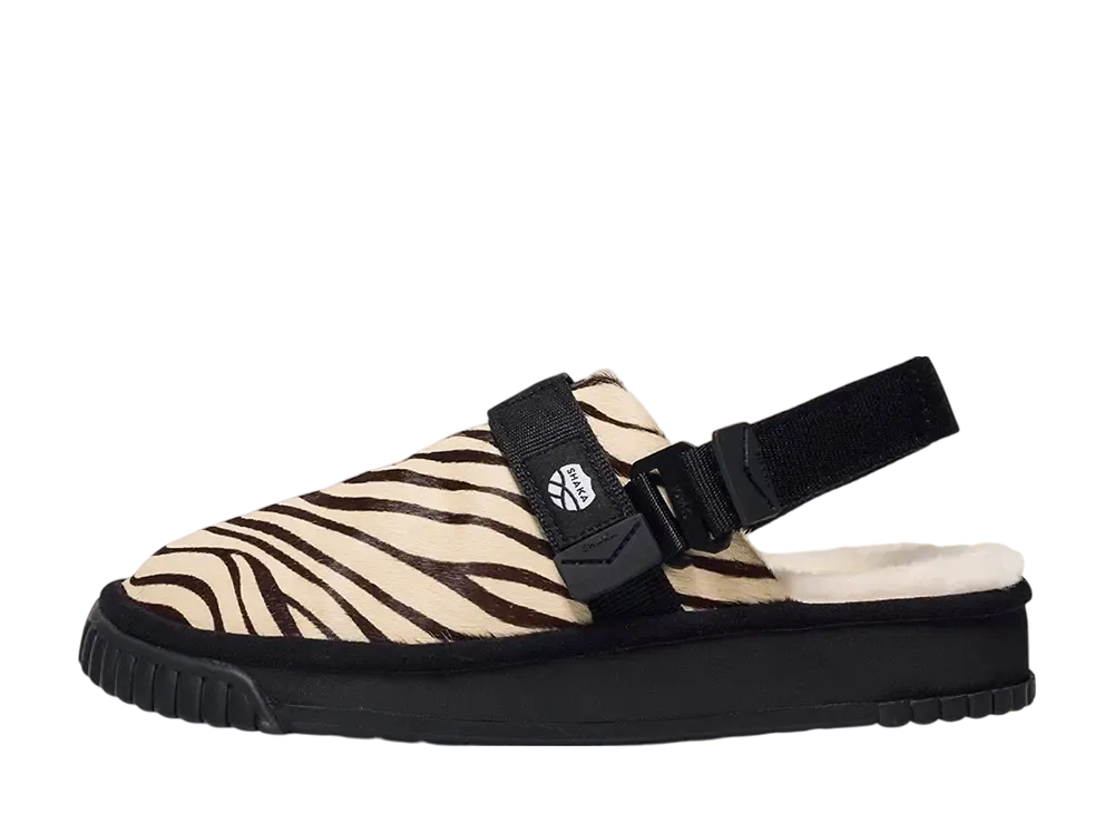 シャカ スナッグ クロッグ ボア カウヘア "ゼブラ"