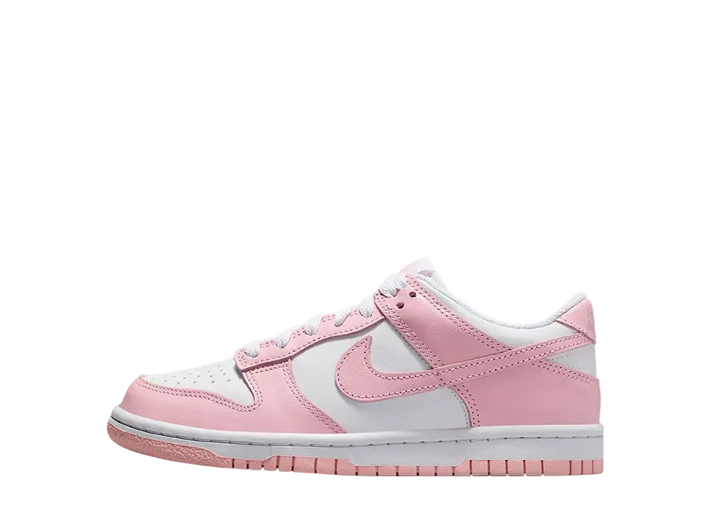 Nike GS Dunk Low "Triple White/Medium Soft Pink"