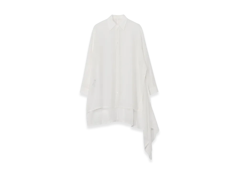 Yohji Yamamoto Cu/Mo Kersey Adjustable Blouse "White"