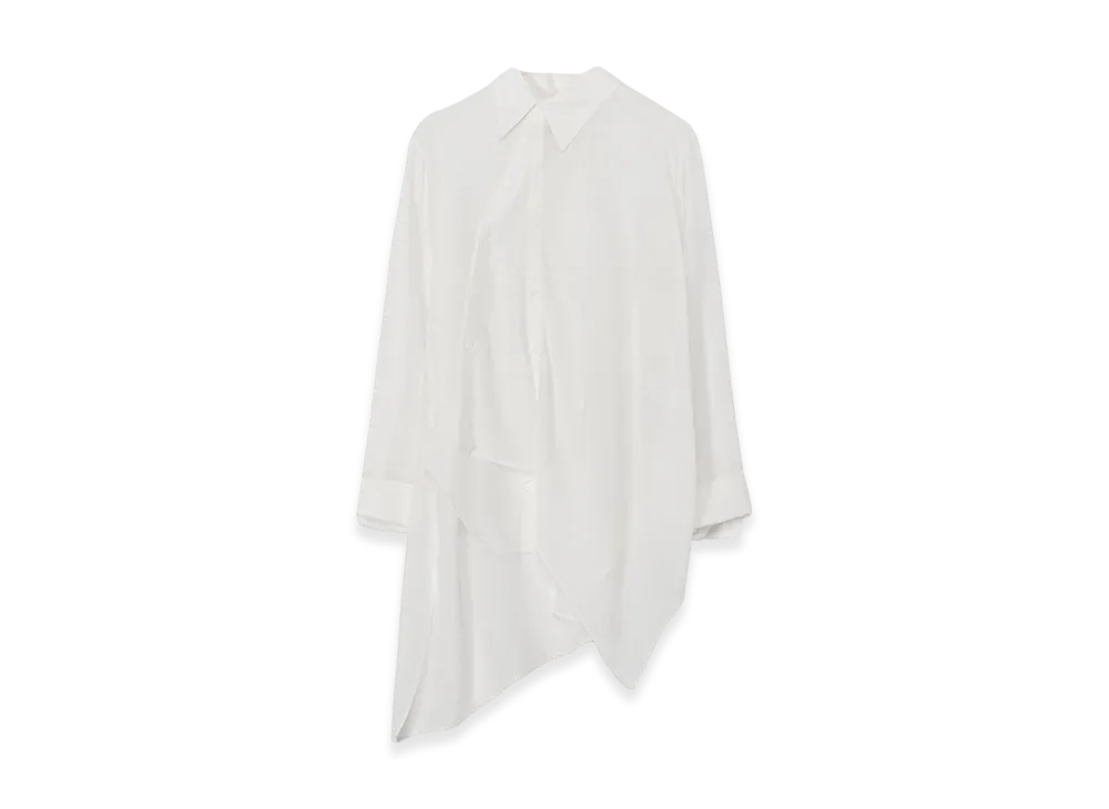 Yohji Yamamoto Cu/Mo Kersey Unbalance Draped Blouse "White"