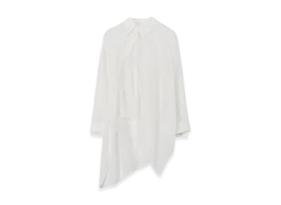 Yohji Yamamoto Cu/Mo Kersey Unbalance Draped Blouse "White"