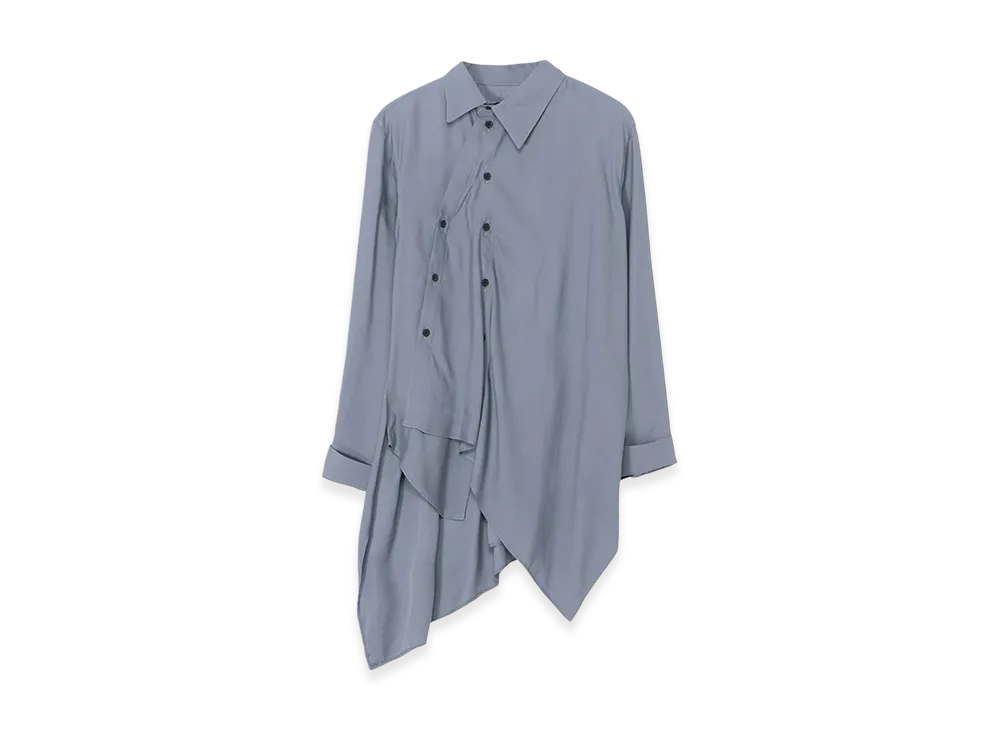 Yohji Yamamoto Ry Lawn Unbalance Draped Blouse "Light Blue"