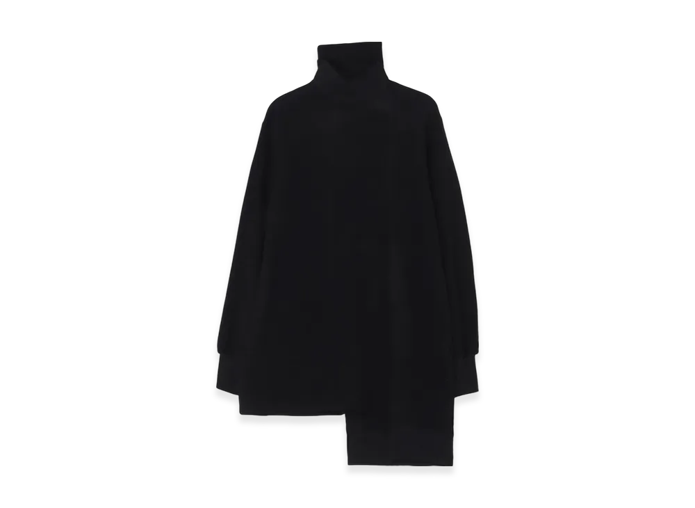 Yohji Yamamoto Liy/C Brushed French Terry Paneled High-Neck Pullover "Black"
