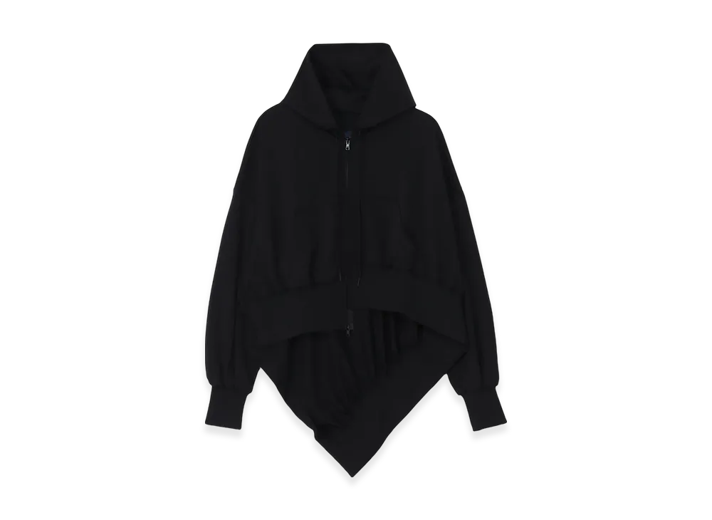 Yohji Yamamoto Pe Jersey Twill Unbalanced Hoodie A "Black"