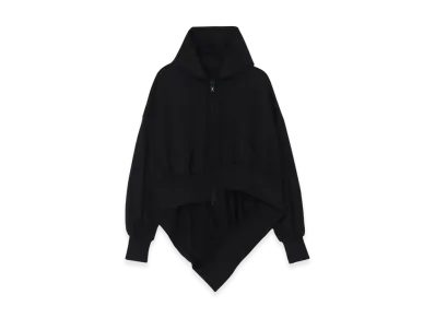 Yohji Yamamoto Pe Jersey Twill Unbalanced Hoodie A "Black"