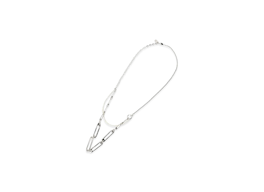Yohji Yamamoto Pearl/Brass A Pearl Chain Necklace "Silver"
