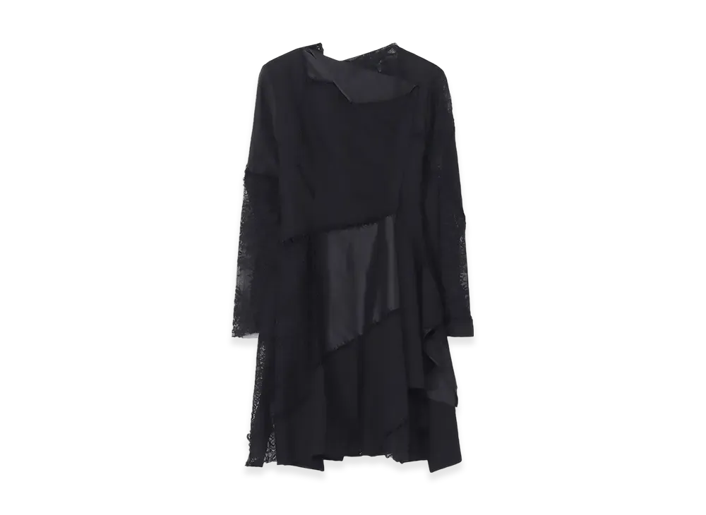 Yohji Yamamoto Salsa Lace Patchwork Long Blouse "Black"