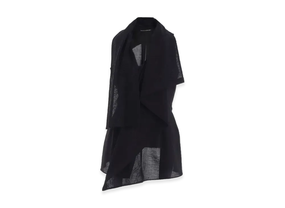 Yohji Yamamoto C/Li Gabardine Draped Long Vest "Black"