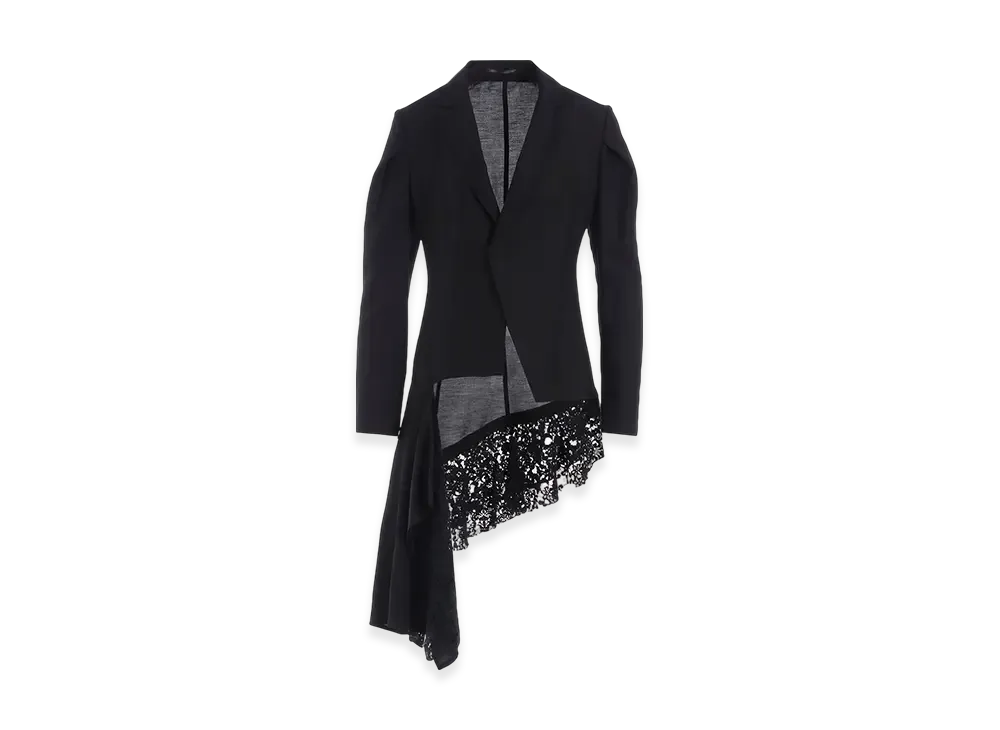 Yohji Yamamoto C/Li Gabardine 2 Layered Unbalanced Jacket "Black"