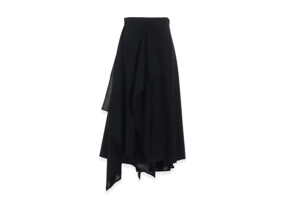 Yohji Yamamoto Wool Gauze Wrap Skirt "Black"