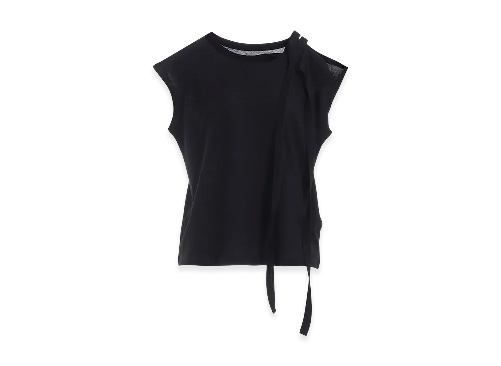 Yohji Yamamoto Supima Single Jersey Strappy Sleeveless Top "Black"