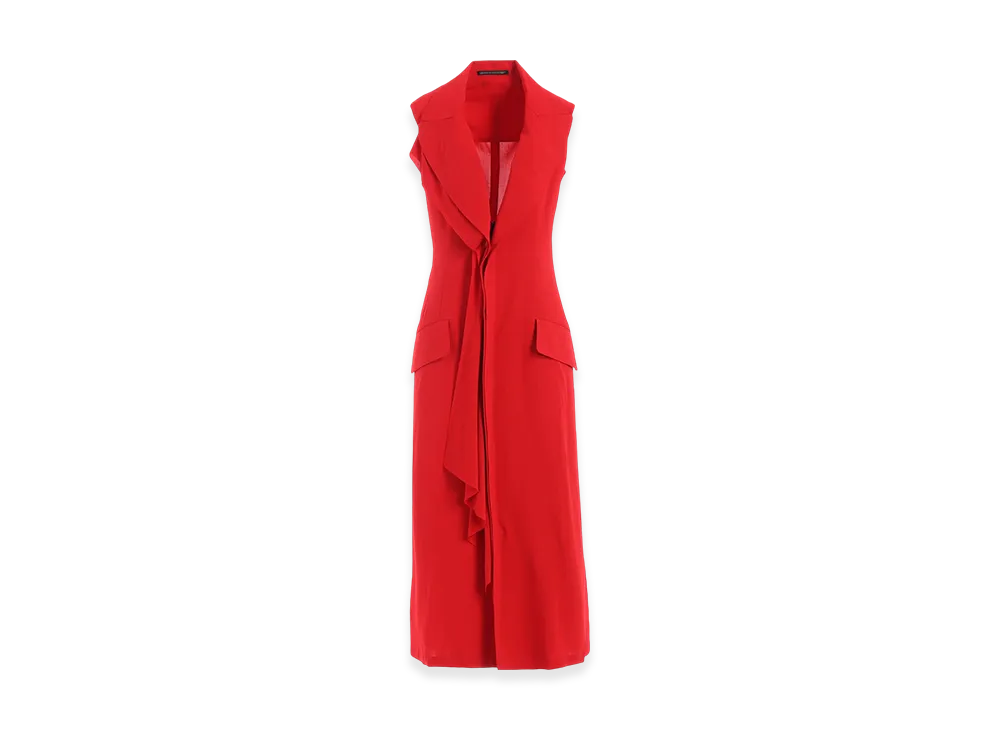 Yohji Yamamoto Ry Lawn Front Draped Sleeveless Dress "Red"