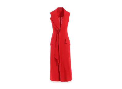 Yohji Yamamoto Ry Lawn Front Draped Sleeveless Dress "Red"