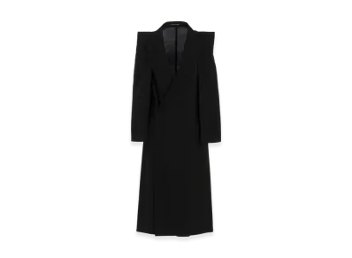 Yohji Yamamoto Cu/W High Twisted Gabardine Box Silhouette Coat "Black"