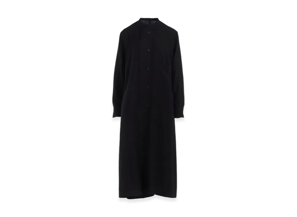 Yohji Yamamoto Cu/W High Twisted Gabardine Rb Draped Dress "Black"