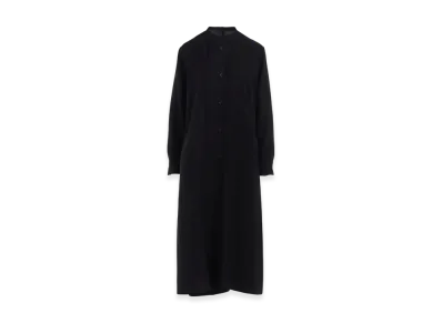 Yohji Yamamoto Cu/W High Twisted Gabardine Rb Draped Dress "Black"