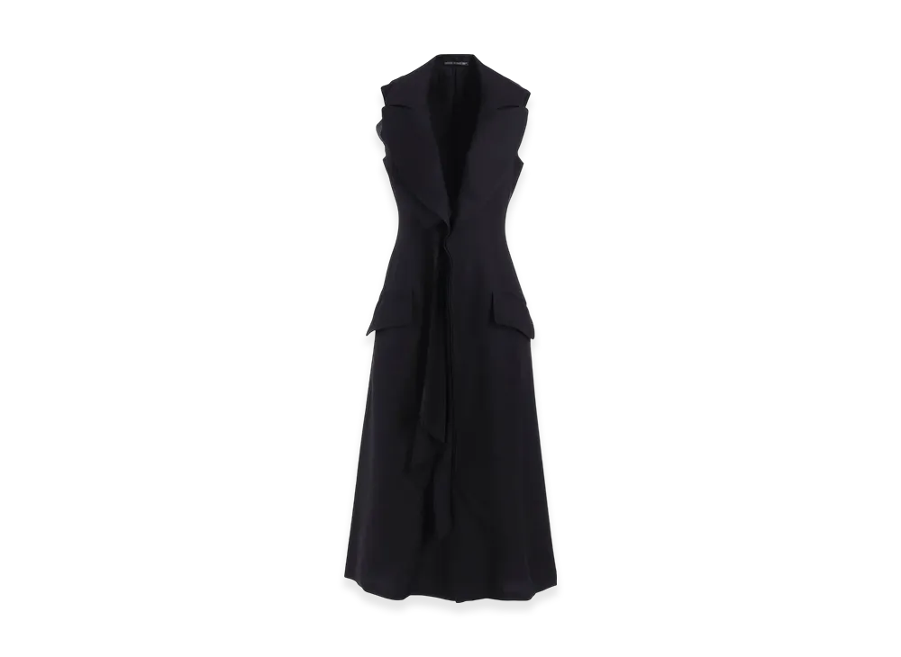 Yohji Yamamoto S/W Twill Front Draped Sleeveless Dress "Black"