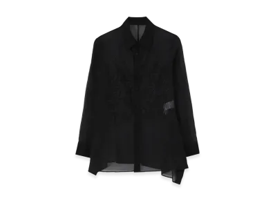 Yohji Yamamoto Cotton Organza Lawn Backside Flared Slim B "Black"
