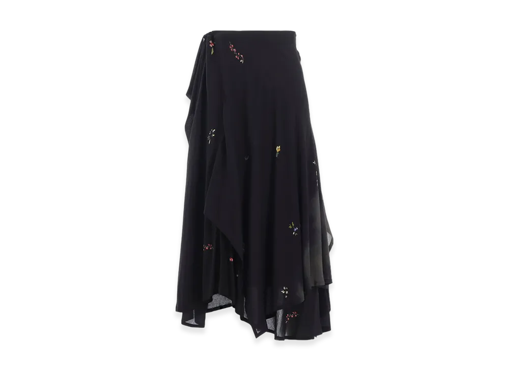 Yohji Yamamoto Modal PT R Gathered Skirt "Black"