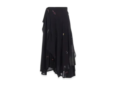 Yohji Yamamoto Modal PT R Gathered Skirt "Black"