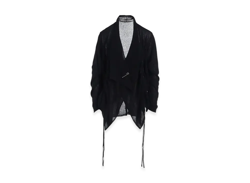 Yohji Yamamoto Plain Stitch Gather Detail Cardigan "Black"