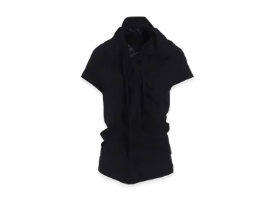 Yohji Yamamoto High Gauge Airy Jersey Drape Detail Short Slv T "Black"