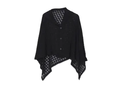 Yohji Yamamoto Sheer Plaid Jacquard Flare Cardigan "Black"
