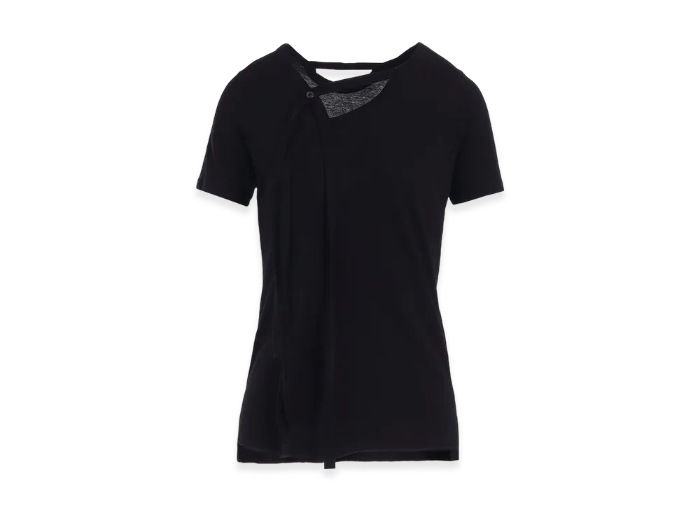 Yohji Yamamoto High Twisted Single Jersey Strap Short Slv T "Black"