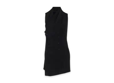Yohji Yamamoto Ta/Pe Crepe De Chine Draped Long Vest "Black"
