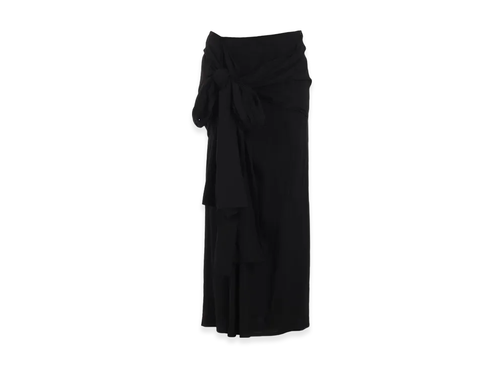 Yohji Yamamoto Ry Lawn R Front Knot Detail Skirt "Black"