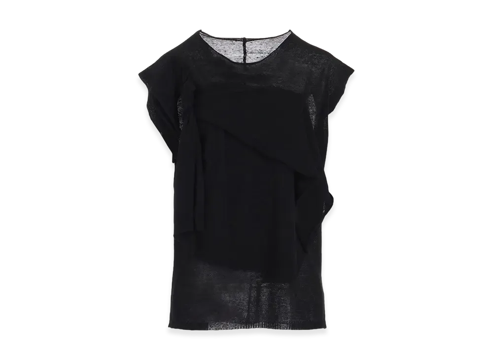 Yohji Yamamoto 10G14G Plain Stitch Draped French Sleeves Po "Black"