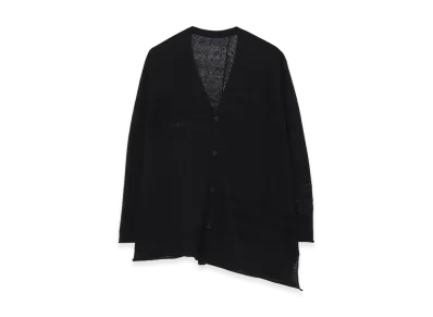 Yohji Yamamoto 12G 2P Stripe Paneled Cardigan "Black"