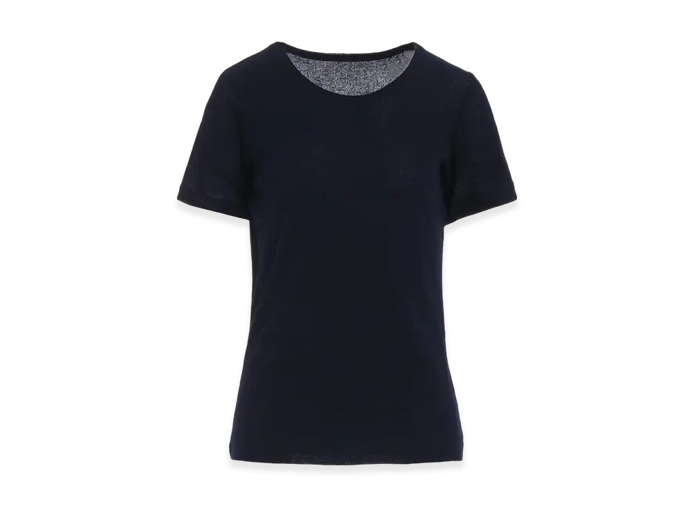 Yohji Yamamoto High Twisted Rib Round Neck Short Slv T "Navy"