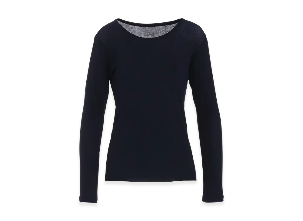 Yohji Yamamoto High Twisted Rib Round Neck Long Slv T "Navy"