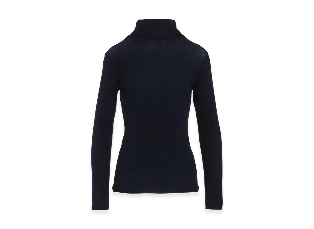 Yohji Yamamoto High Twisted Rib High Neck Long Slv T "Navy"