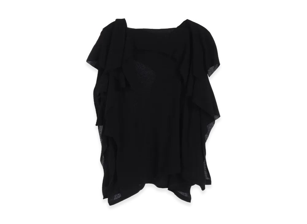 Yohji Yamamoto High Twisted Crepe&Interlock Draped Detail Sleeveless T "Black"