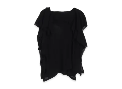 Yohji Yamamoto High Twisted Crepe&Interlock Draped Detail Sleeveless T "Black"