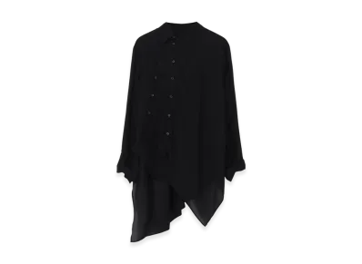 Yohji Yamamoto Cu/Mo Kersey Unbalance Draped Blouse "Black"