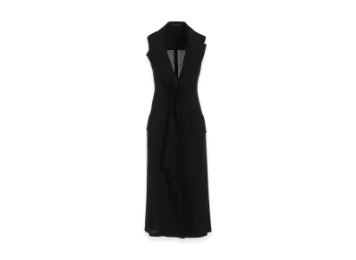 Yohji Yamamoto Ry Lawn Front Draped Sleeveless Dress "Black"