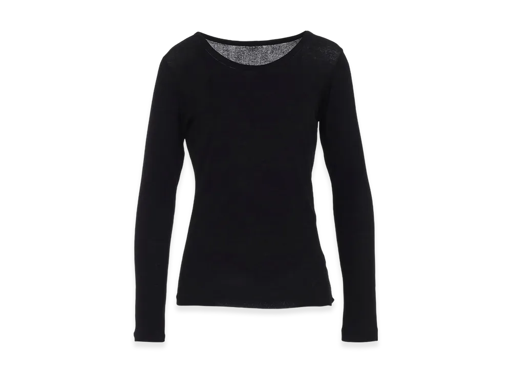 Yohji Yamamoto High Twisted Rib Round Neck Long Slv T "Black"