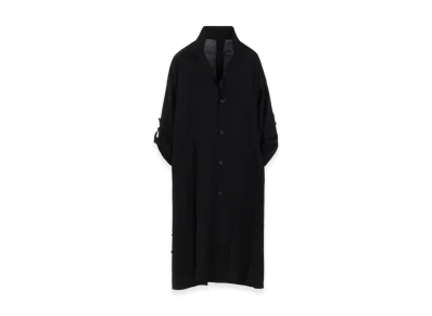 Yohji Yamamoto Cu/W High Twisted Gabardine Side Gather Detail Coat A "Black"