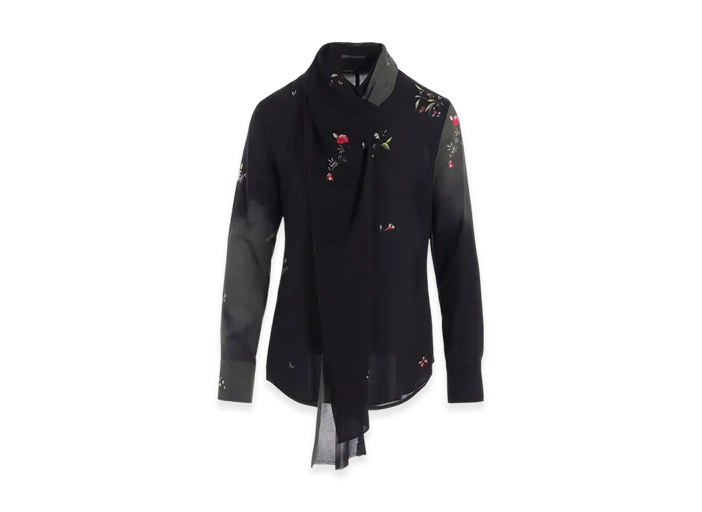 Yohji Yamamoto 80 Modal Pt Stole Detail Blouse "Black"
