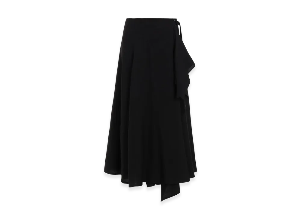 Yohji Yamamoto Cu/W High Twisted Gabardine Flare Wrap Skirt "Black"