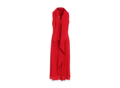 Yohji Yamamoto Ry Lawn Long Draped Sleeveless D "Red"